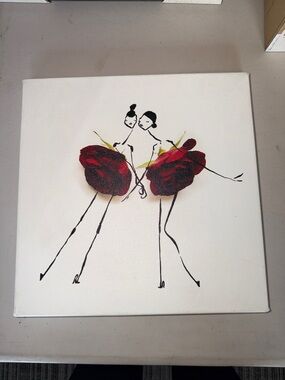 Canvas Wall Art with Red Rose Dress Illustration